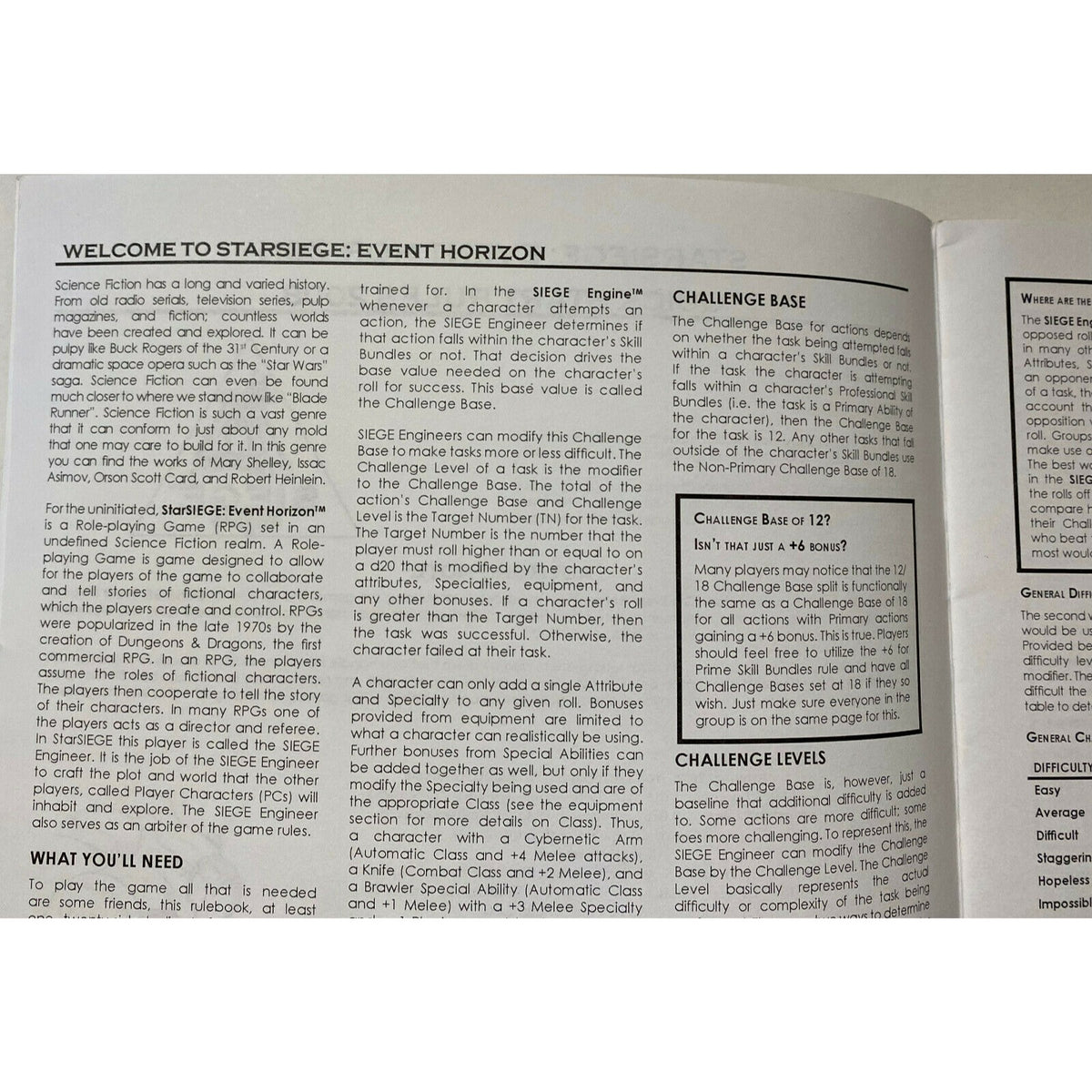 StarSiege Event Horizon Introductory Manual Rules Troll Lord Games 2008 RPG