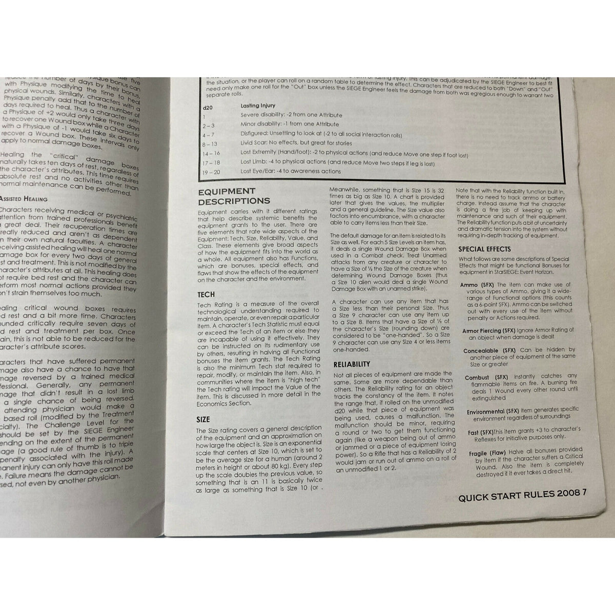 StarSiege Event Horizon Introductory Manual Rules Troll Lord Games 2008 RPG