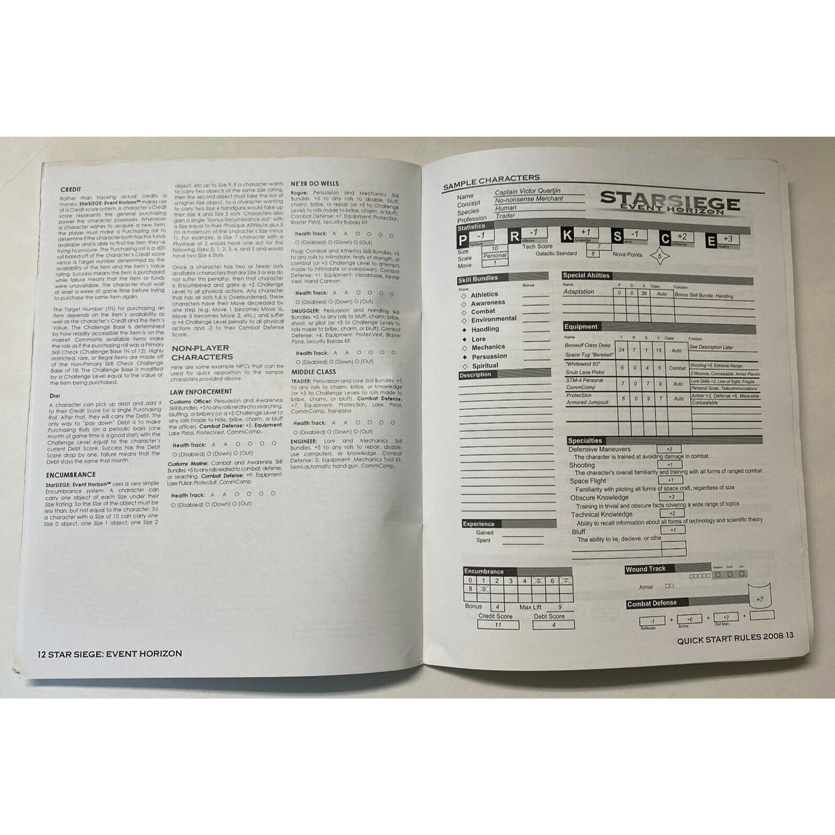StarSiege Event Horizon Introductory Manual Rules Troll Lord Games 2008 RPG