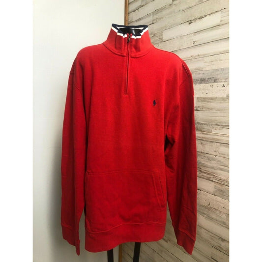 Polo Ralph Lauren Red 1/4 Zip Pullover Sweater XL Cotton Mens Casual Wear
