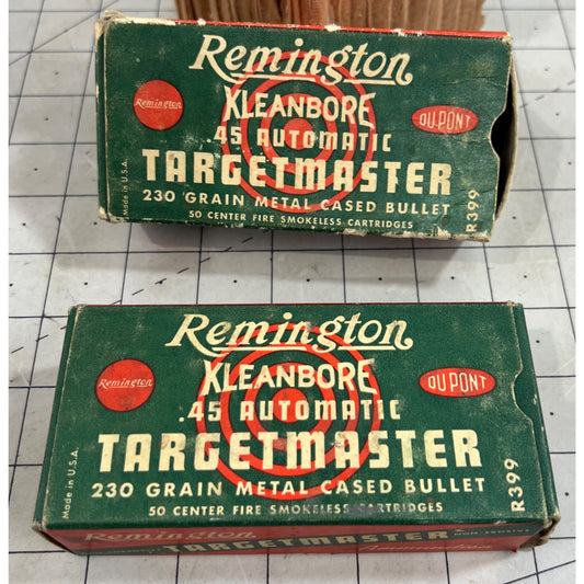 Vintage Remington Kleanbore .45 Automatic Targetmaster Ammunition Boxes ONLY
