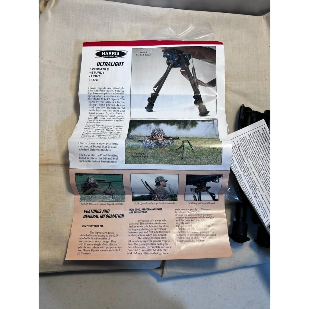 Harris Engineering Series 1A2 Model L Ultralight Bipod Adjustable Rail Mount New