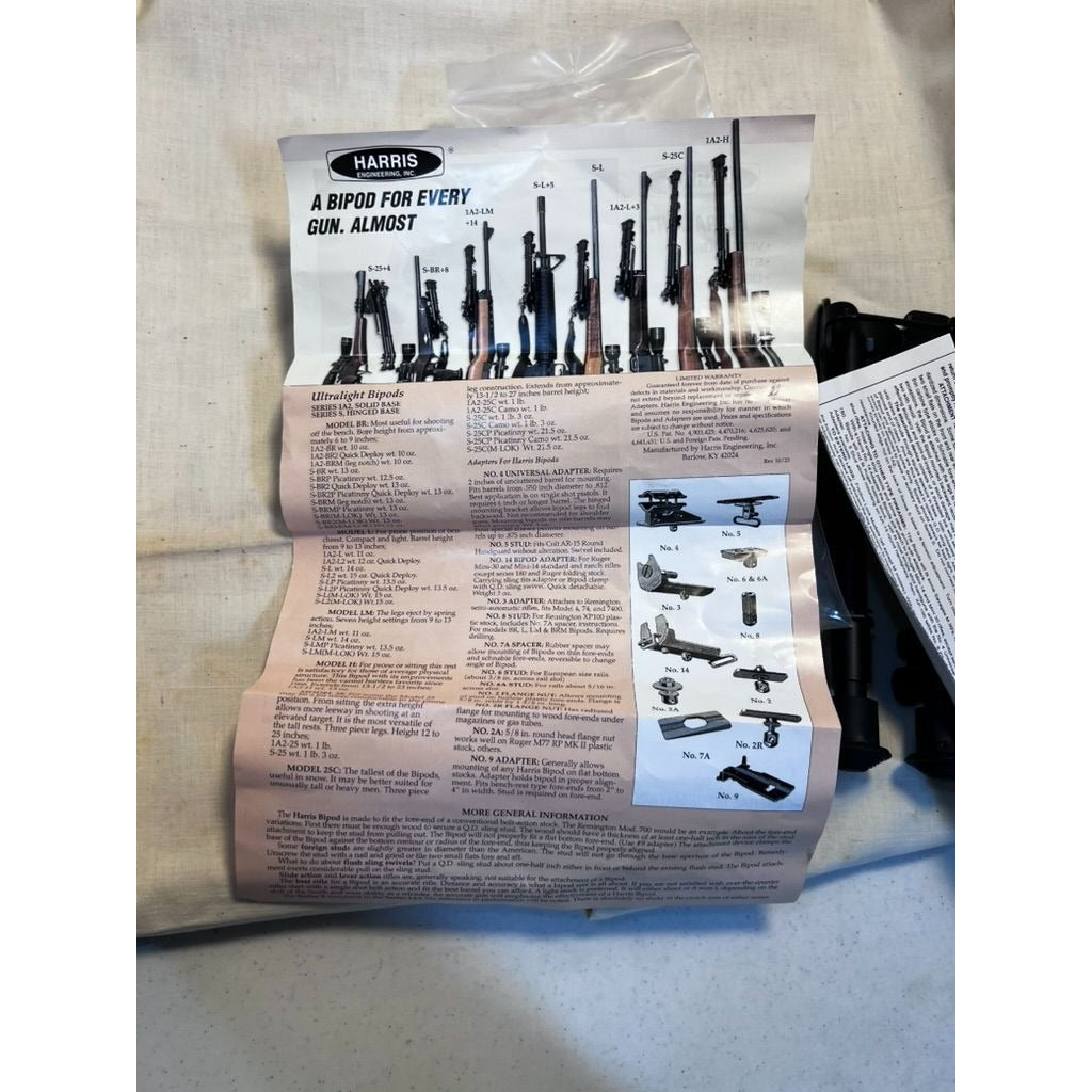 Harris Engineering Series 1A2 Model L Ultralight Bipod Adjustable Rail Mount New