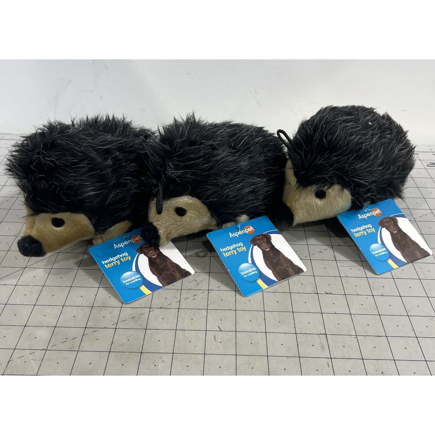Lot/3 Aspen Pet Hedgehog Terry Toy Dogs Large Plush Squeaky New