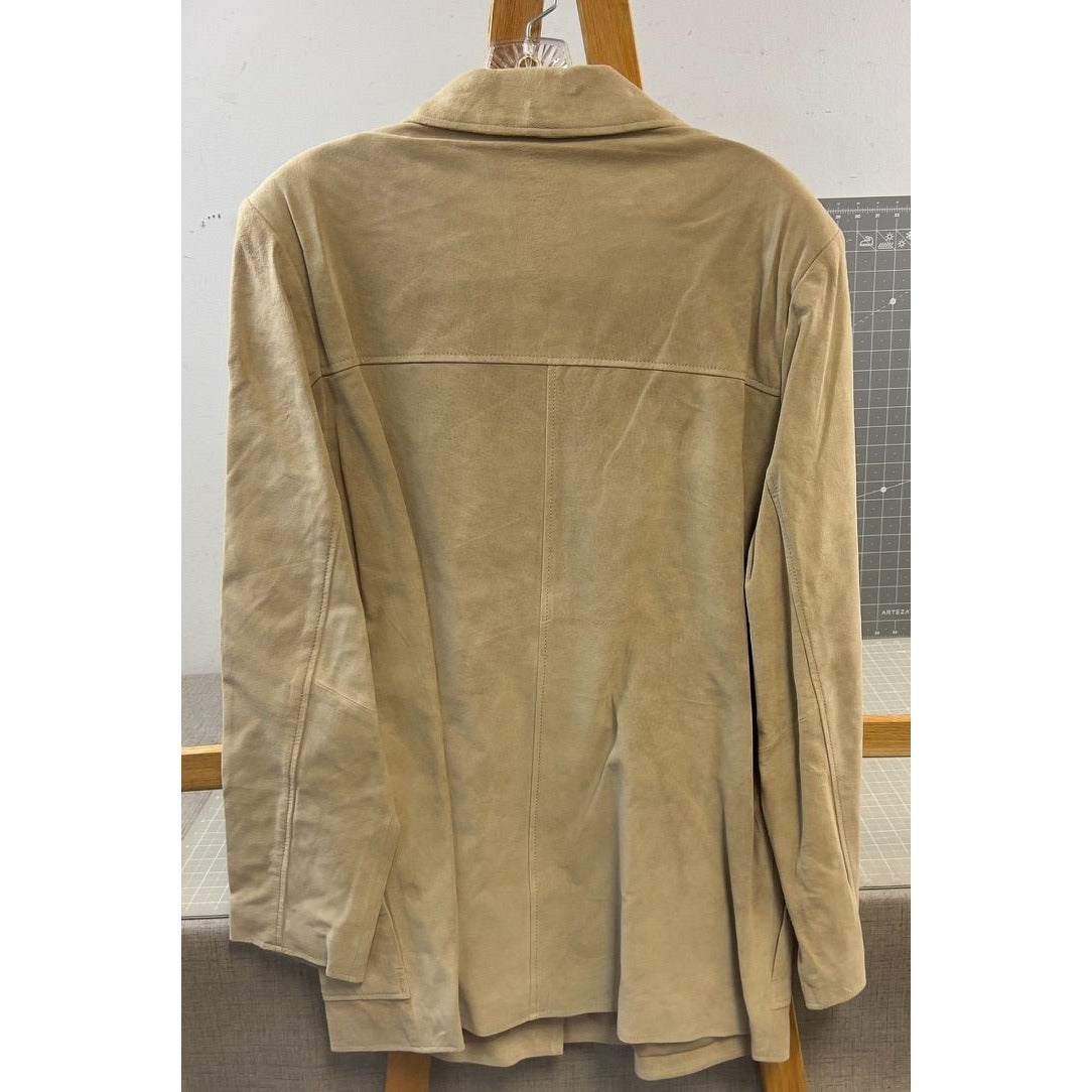 Dialogue Women's M Washable Beige Leather Blazer Jacket Genuine Suede NWT