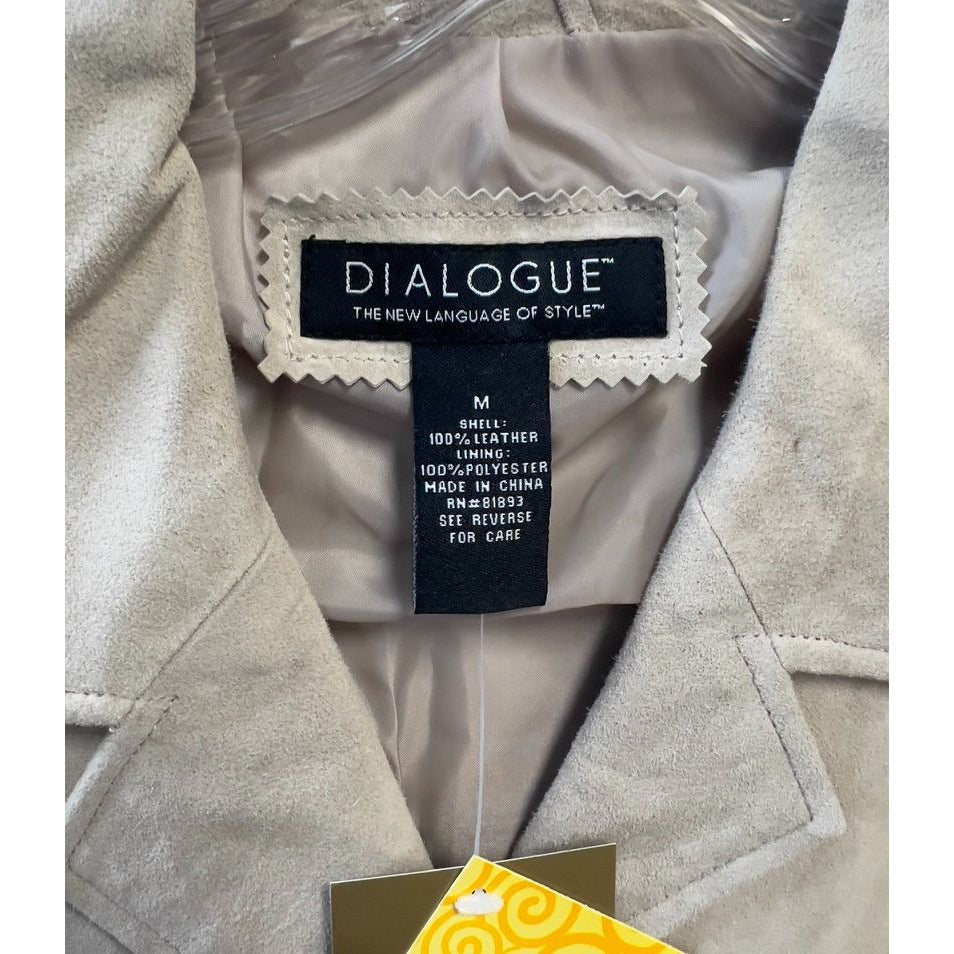 Dialogue Women's M Washable Beige Leather Blazer Jacket Genuine Suede NWT