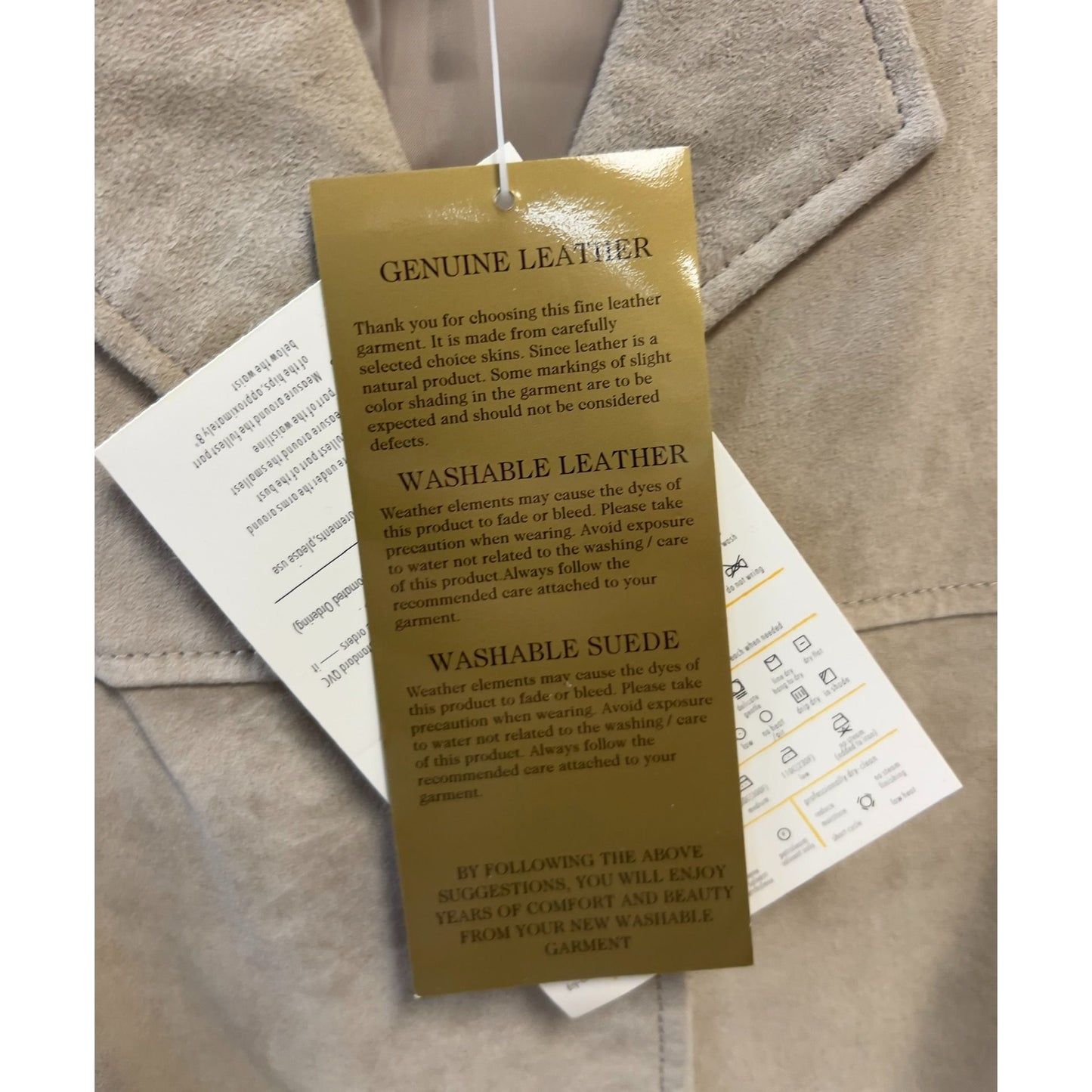 Dialogue Women's M Washable Beige Leather Blazer Jacket Genuine Suede NWT
