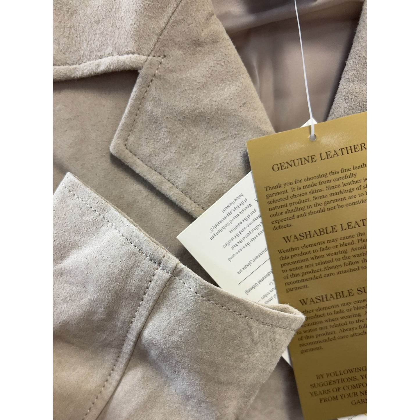 Dialogue Women's M Washable Beige Leather Blazer Jacket Genuine Suede NWT