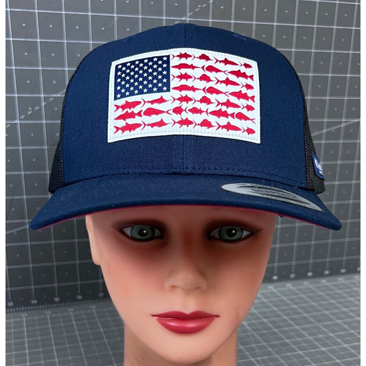 Columbia PFG Fish Flag Snapback Cap NEW Navy Blue