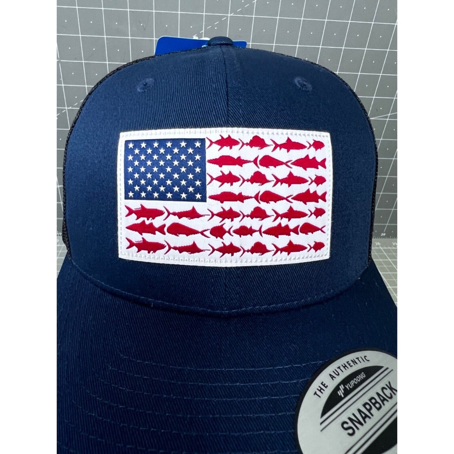 Columbia PFG Fish Flag Snapback Cap NEW Navy Blue