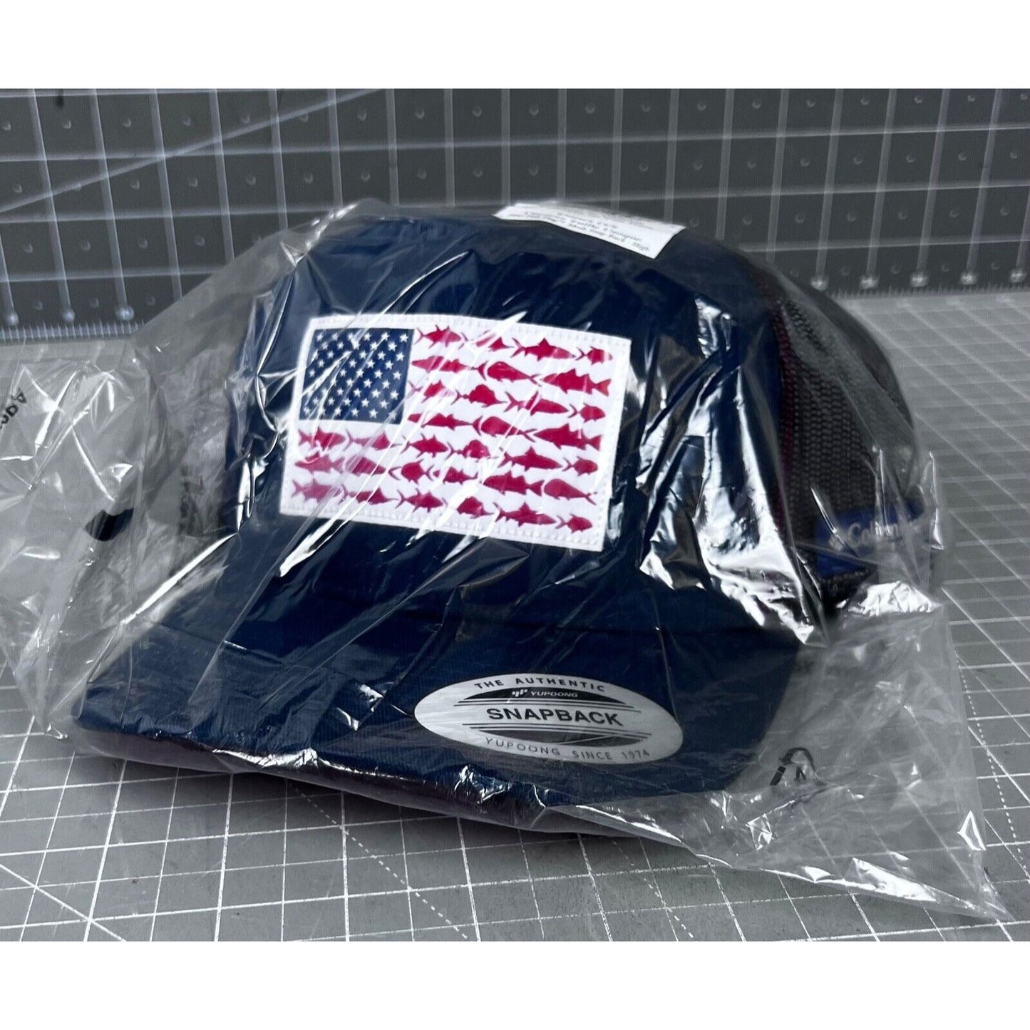 Columbia PFG Fish Flag Snapback Cap NEW Navy Blue