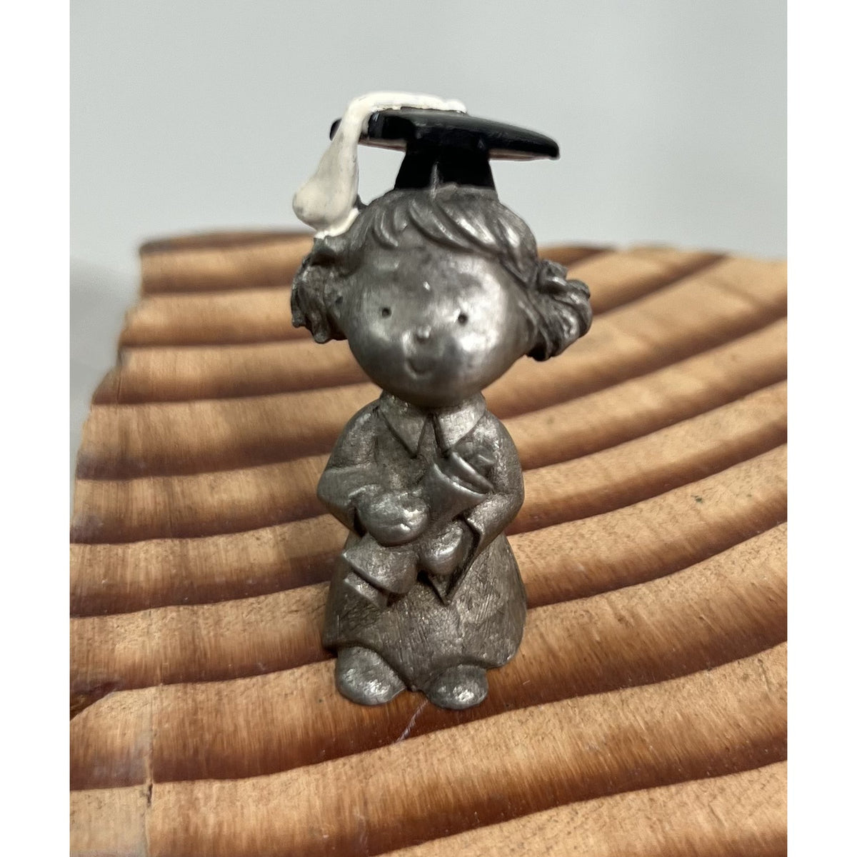 Pewter Miniature Figurine Girl Graduate w/Diploma Cap 1983 Spoontiques S870