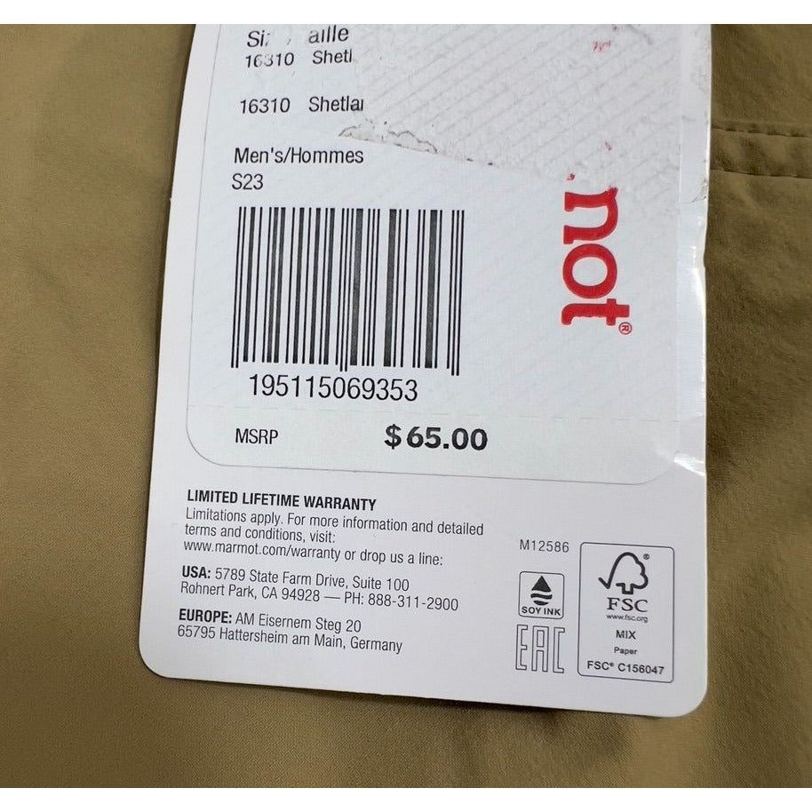 Marmot Mens Arch Rock 9" Hiking Shorts Size 40 NWT Shetland Khaki Color