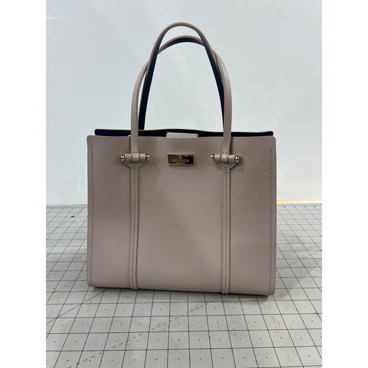 Kate Spade New York Blush Pink Leather Tote Bag Gold Hardware Navy Interior Fine