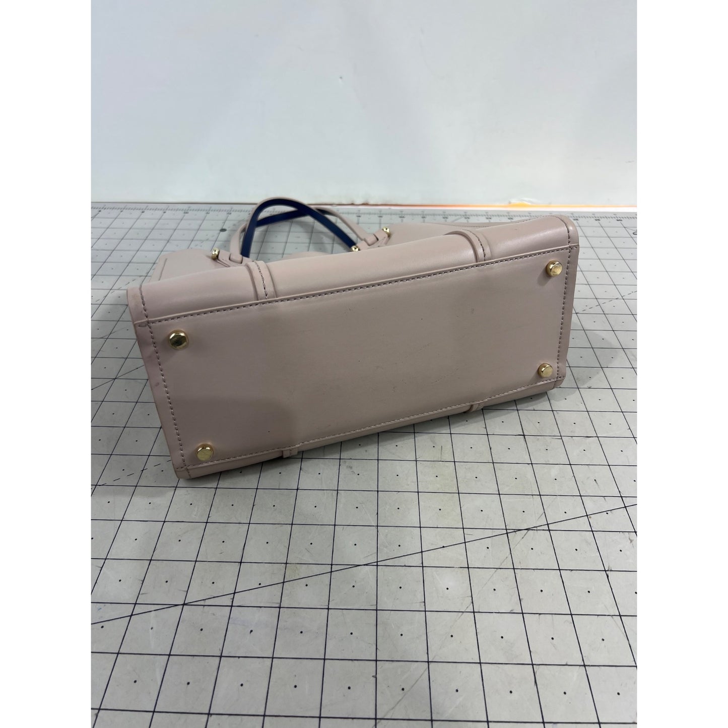 Kate Spade New York Blush Pink Leather Tote Bag Gold Hardware Navy Interior Fine