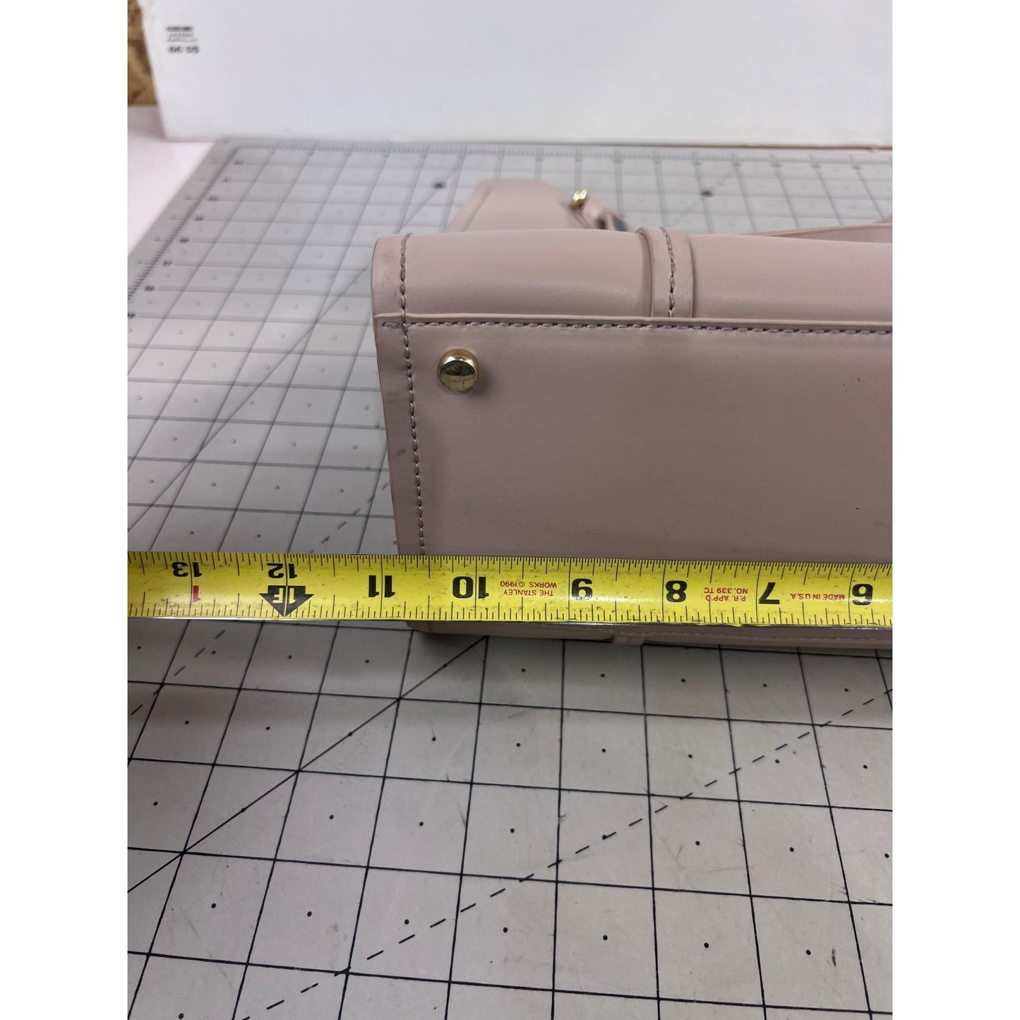 Kate Spade New York Blush Pink Leather Tote Bag Gold Hardware Navy Interior Fine