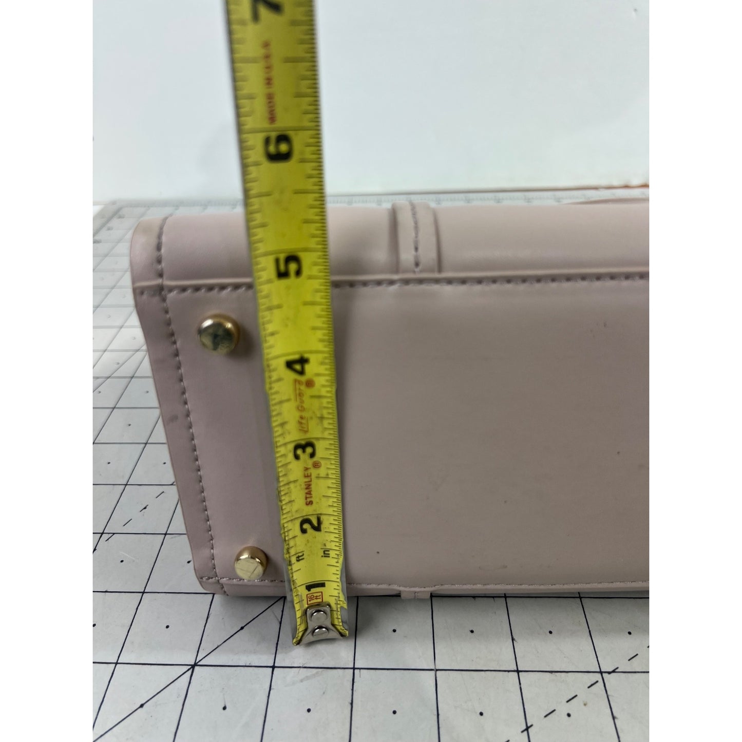 Kate Spade New York Blush Pink Leather Tote Bag Gold Hardware Navy Interior Fine