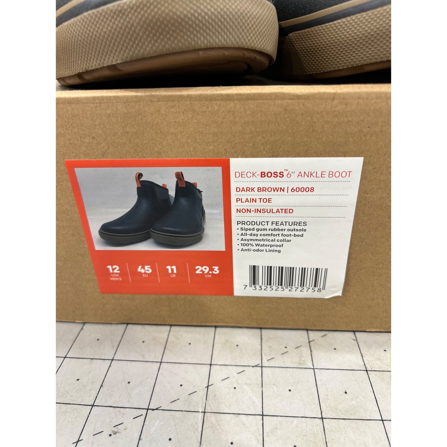 Grundens Men’s DECK-BOSS Ankle Boot Monument Brown Sz. 12 Brand New