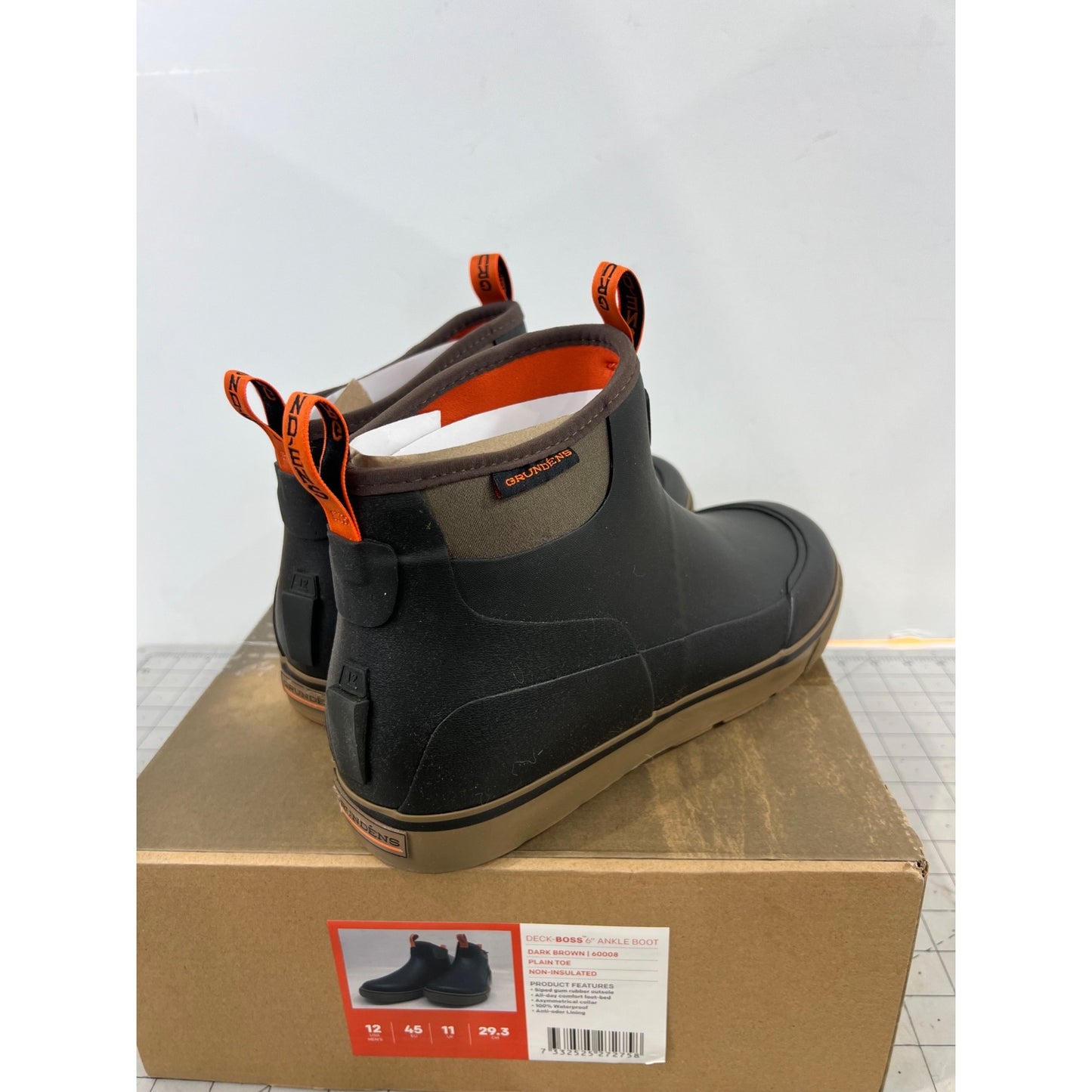 Grundens Men’s DECK-BOSS Ankle Boot Monument Brown Sz. 12 Brand New