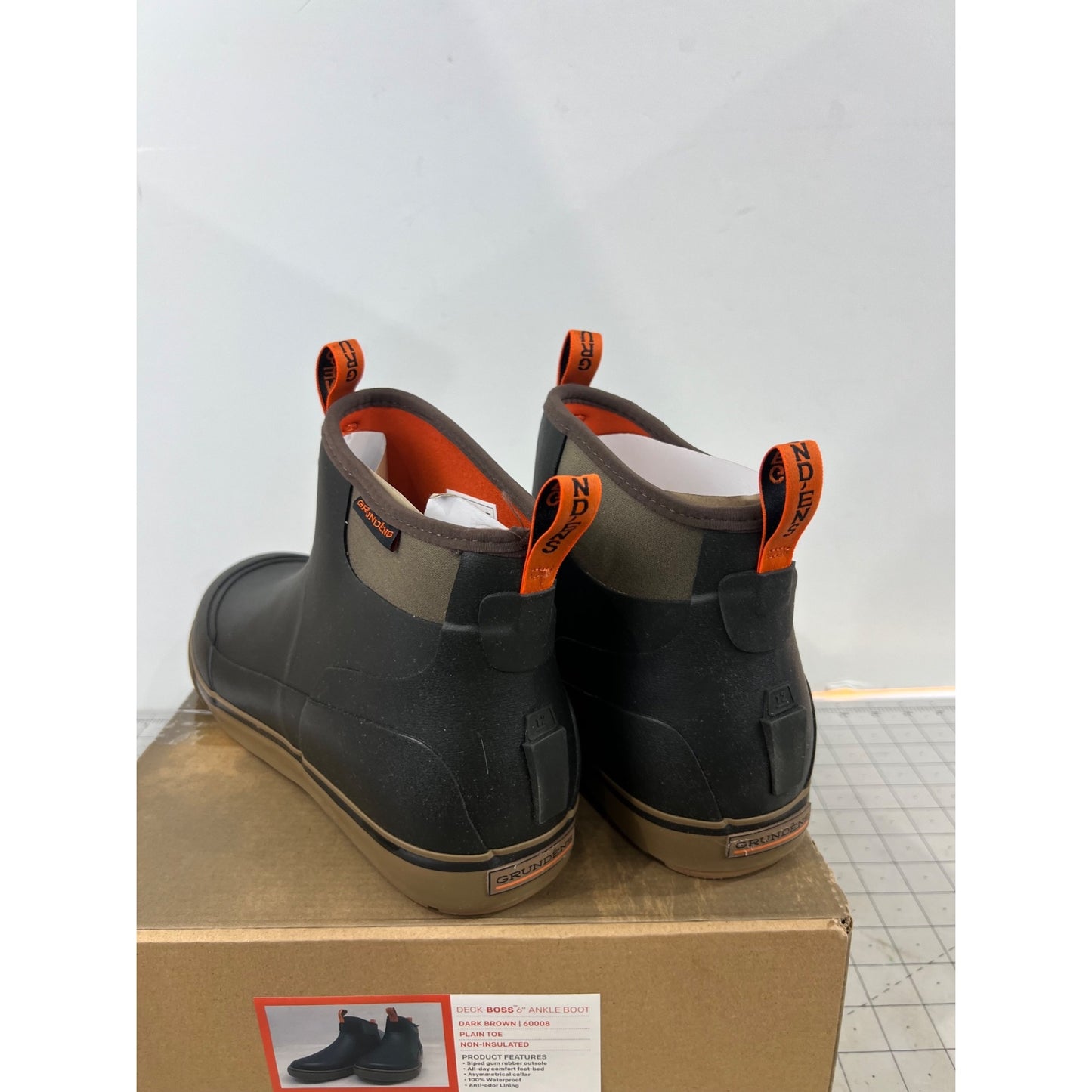 Grundens Men’s DECK-BOSS Ankle Boot Monument Brown Sz. 12 Brand New