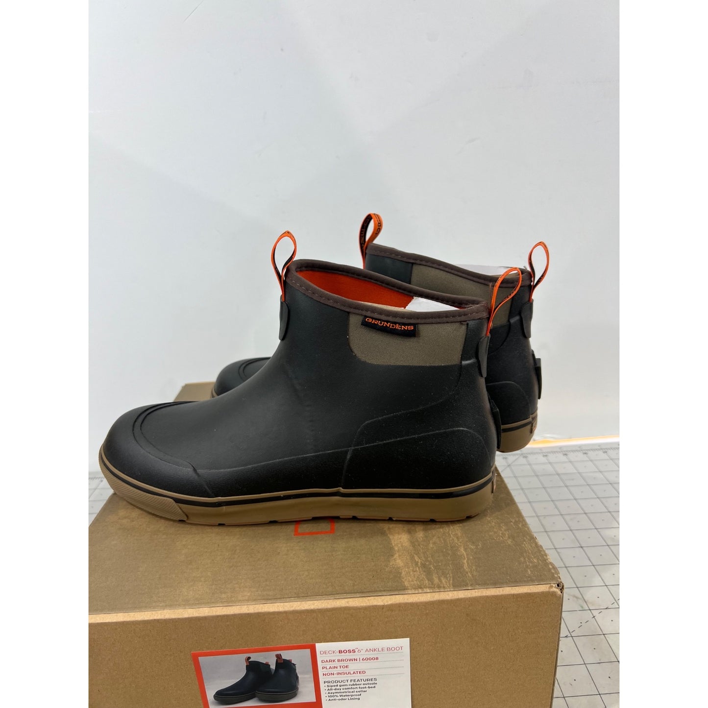 Grundens Men’s DECK-BOSS Ankle Boot Monument Brown Sz. 12 Brand New