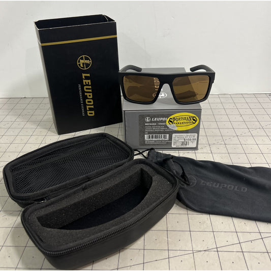 Leupold Becnara Matte Black Sunglasses w/Bronze Mirror Polarized Lens & Case New