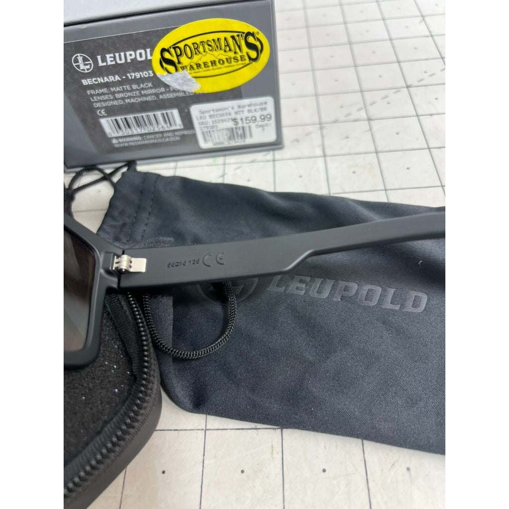 Leupold Becnara Matte Black Sunglasses w/Bronze Mirror Polarized Lens & Case New