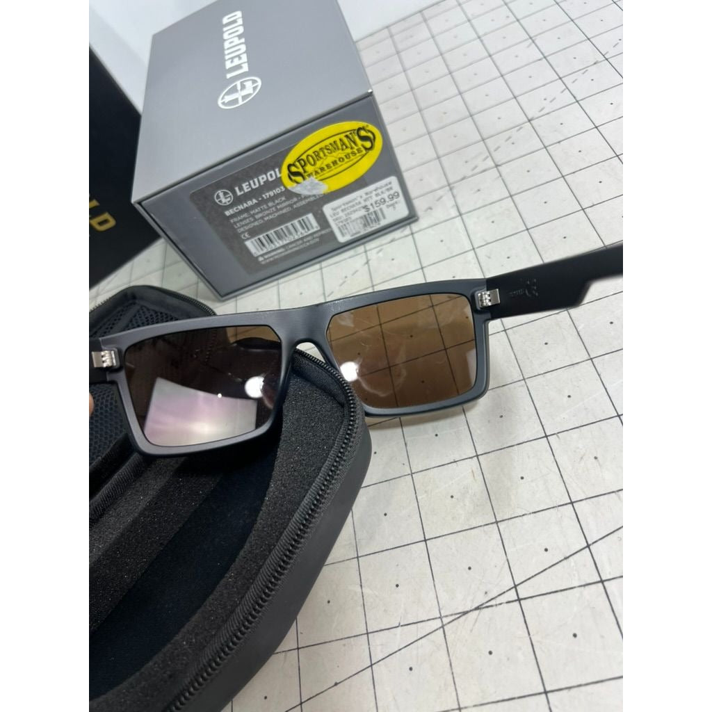 Leupold Becnara Matte Black Sunglasses w/Bronze Mirror Polarized Lens & Case New