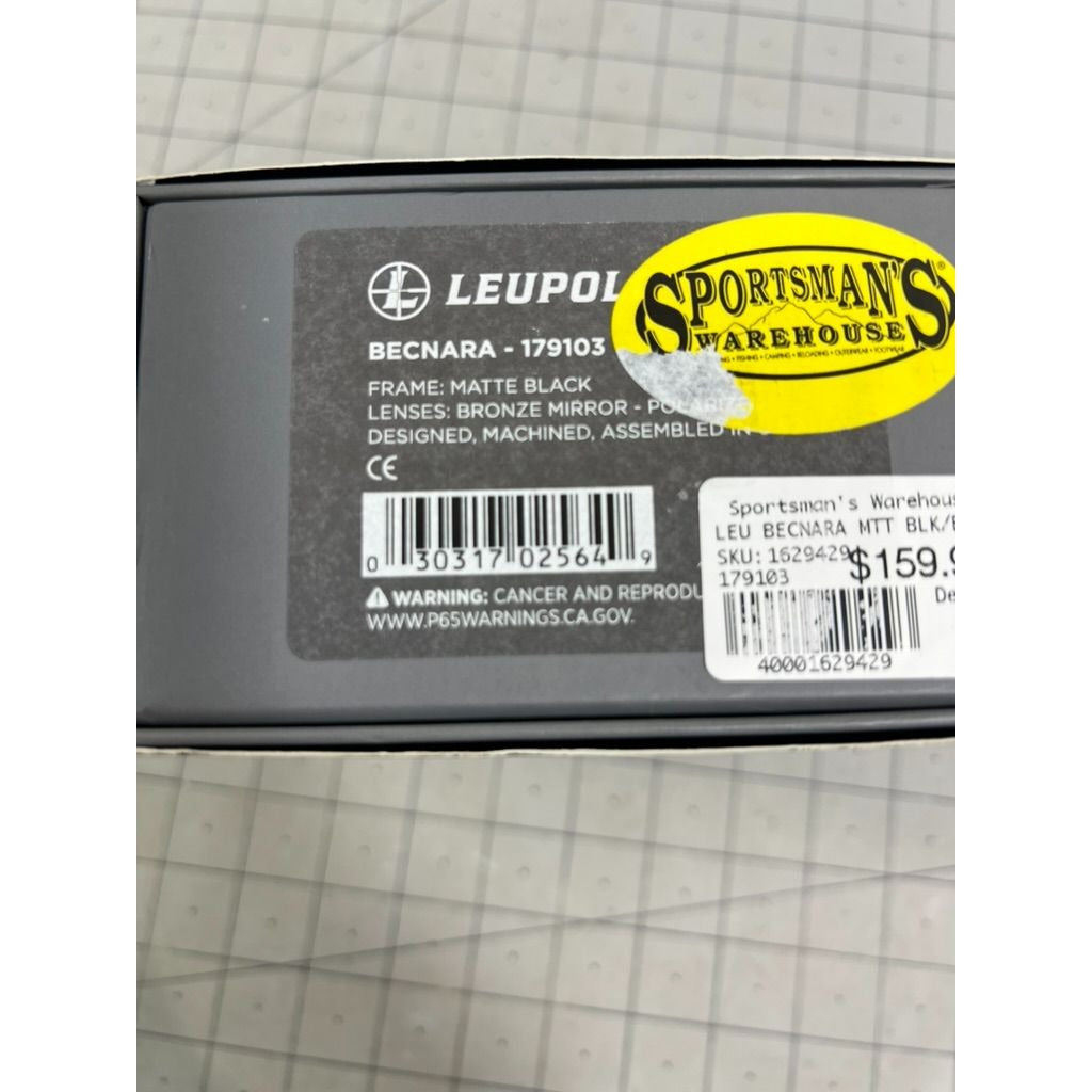 Leupold Becnara Matte Black Sunglasses w/Bronze Mirror Polarized Lens & Case New