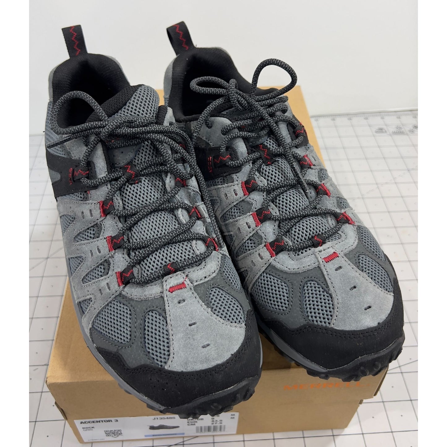 Merrell Accentor 3 Hiking Shoes Leather/Synthetic Men's Sz. 9 New Rock/Gray